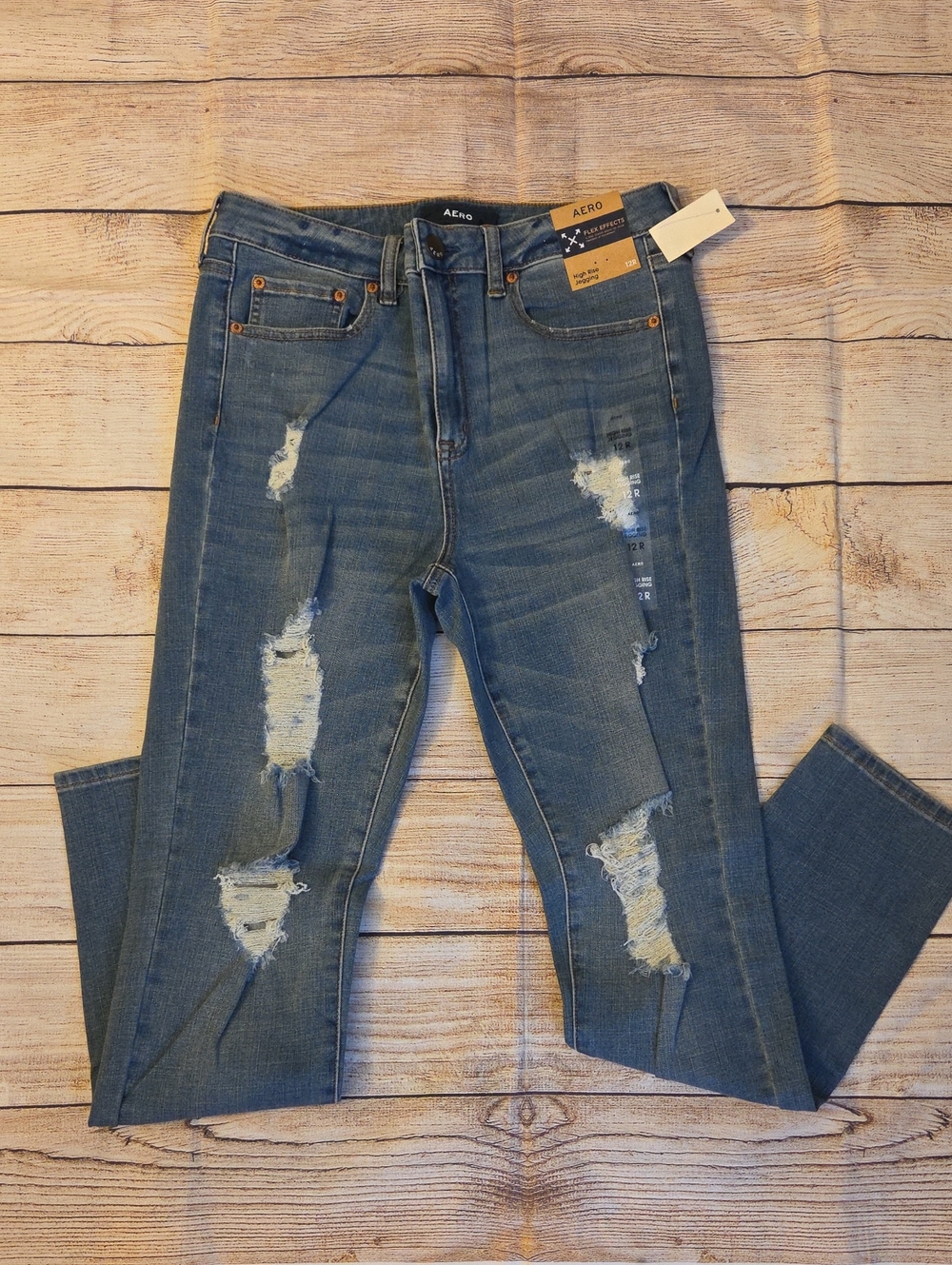 Aeropostale High-Rise Distressed Blue Jeans